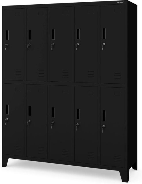 BARTEK Metallspind Umkleideschrank mit Kleiderstange und Schloss in Schwarz, B/T/H: 136 x 45 x 172 cm - Bild 1