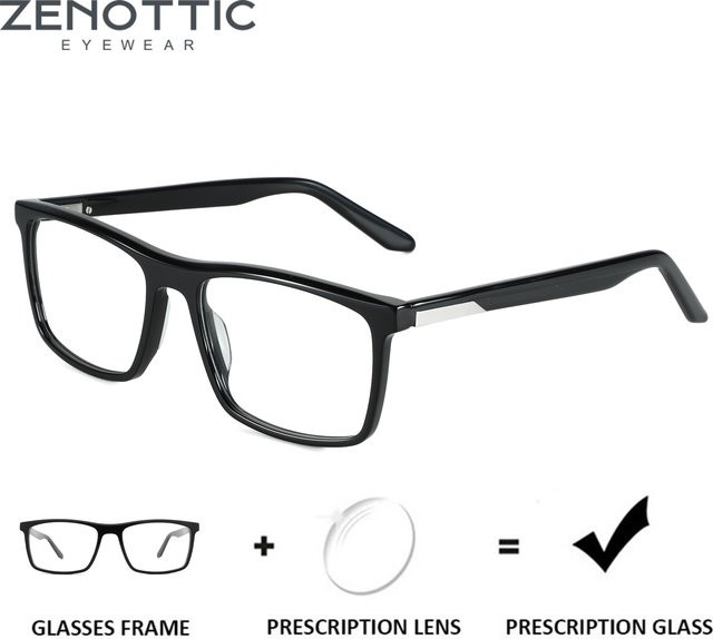 ZENOTTIC Korrektionsbrille, quadratisch, Vollrand, Kunststoff, schwarz, Herren - Bild 1