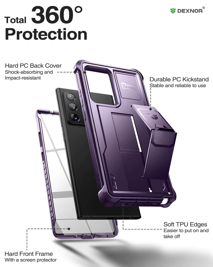 Robuste Militär-Schutzhülle mit integriertem Displayschutz für dein Samsung Galaxy Note 20 Ultra in Pink - Bild 2