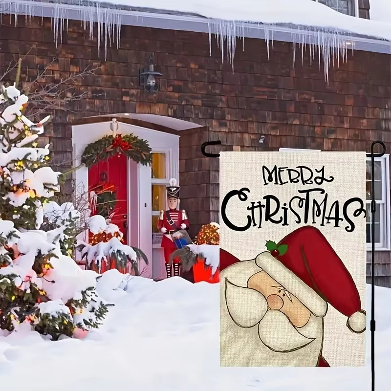 VIKAMA Weihnachtsmann-Flagge Frohe Weihnachten, dekorative Winterflagge für Garten und Haustür, Mehrfarbig, B/H: 45 x 30 cm - Bild 2