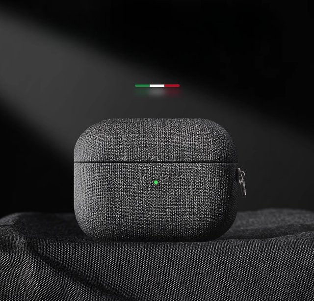 Graue Stoffhülle für Apple AirPods Pro 2, AirPods 4, 3 und 1/2 als Bluetooth-Kopfhörer-Zubehör - Bild 1