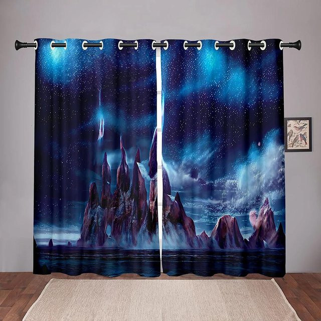 Yiran Furniture Verdunkelungsvorhang mit Natur-Waldlandschaft aus Polyester, B: 55 cm, H: 120 cm - Bild 1