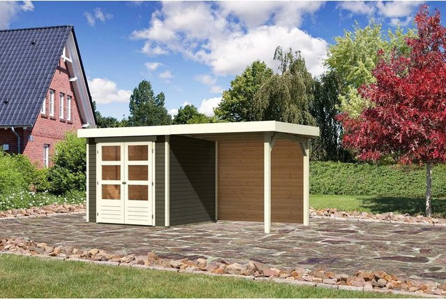 Karibu Holz-Gartenhaus Boras in Terragrau mit Flachdach und modernem Design, B/T/H: 211 x 209 x 209 cm - Bild 1