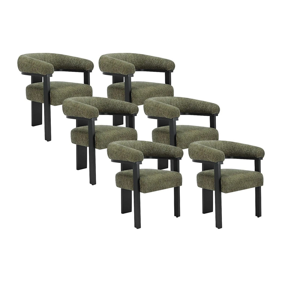 Livelia Stuhl mit Armlehnen aus Bouclé-Stoff und Kautschukholz in Schwarz und Khaki, Höhe: 64 cm - Bild 2