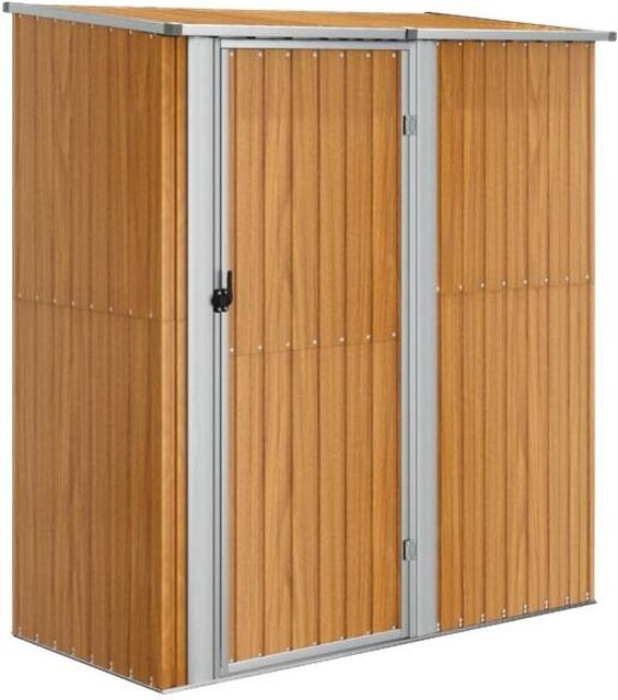 vidaXL Geräteschuppen in Braun aus verzinktem Stahl mit Schrägdach und abschließbarer Tür, B/T/H: 180,5 x 97 x 209,5 cm - Bild 1