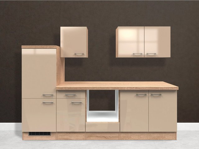 Flex-Well Exclusiv Küchenzeile Orlando in Kaschmir Glanz und Sonoma Eiche Nachbildung, B/T/H: 270 x 60 x 200 cm - Bild 1