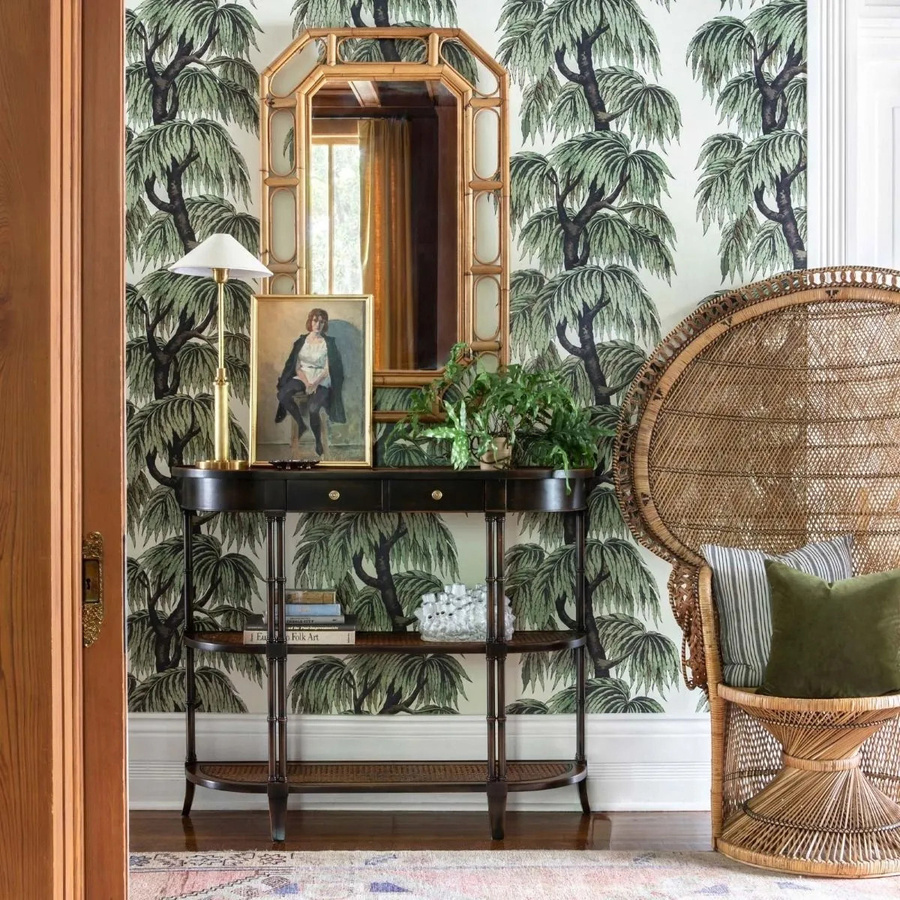 House of Hackney Wandtattoo Mural Babylon Papyrus/Willow in Grün mit botanischem Floral-Design - Bild 1