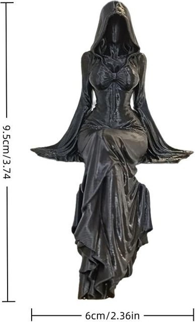Gotische Sensenfrau Skulptur von SheyIn in Schwarz und Silber als dekorative Harzstatue für dein Zuhause oder Büro - Bild 1