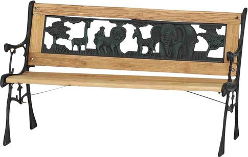 SIENA GARDEN Kinderbank aus Metall und Holz in Beige, 2-Sitzer, B/H/T: 84 x 51 x 41 cm - Bild 1