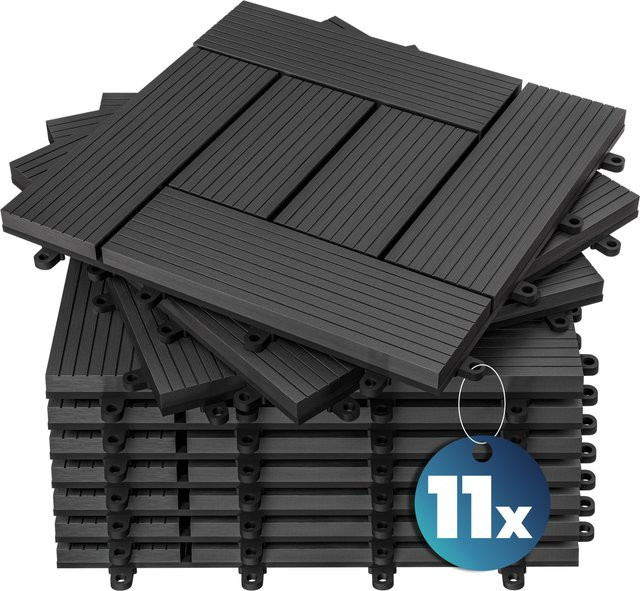 Casaria WPC Mosaik Fliesen 11er-Set Anthrazit B/B: 30 x 30 cm - Bild 1
