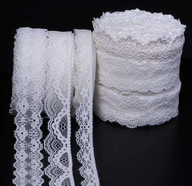 Weißes elastisches Spitzenband für DIY-Dekorationen, Geschenkverpackungen und zum Nähen von Kleidung, 5 Yards/Lot - Bild 1