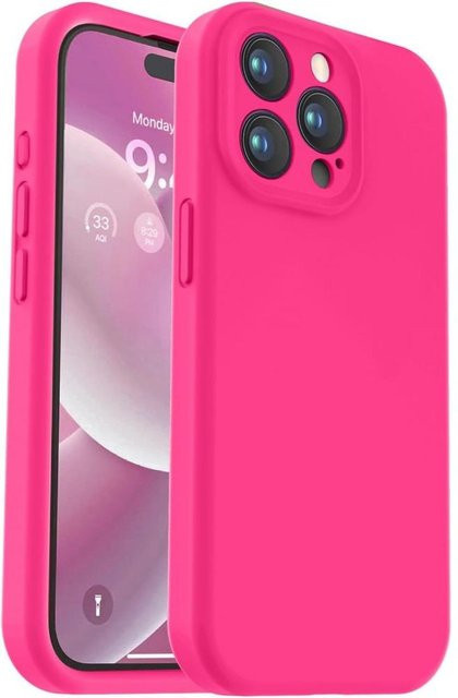 Stoßfeste Silikon-Handyhülle mit Kamera-Objektivschutz für Apple iPhone 15 Pro 14 13 12 11 in Pink - Bild 1