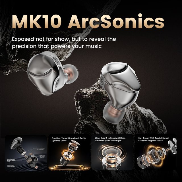 HIDIZS MK10 Pure Magnesium Diaphragm HiFi In-Ear-Monitore IEM mit 3,5 mm Jack in Silber - Bild 1