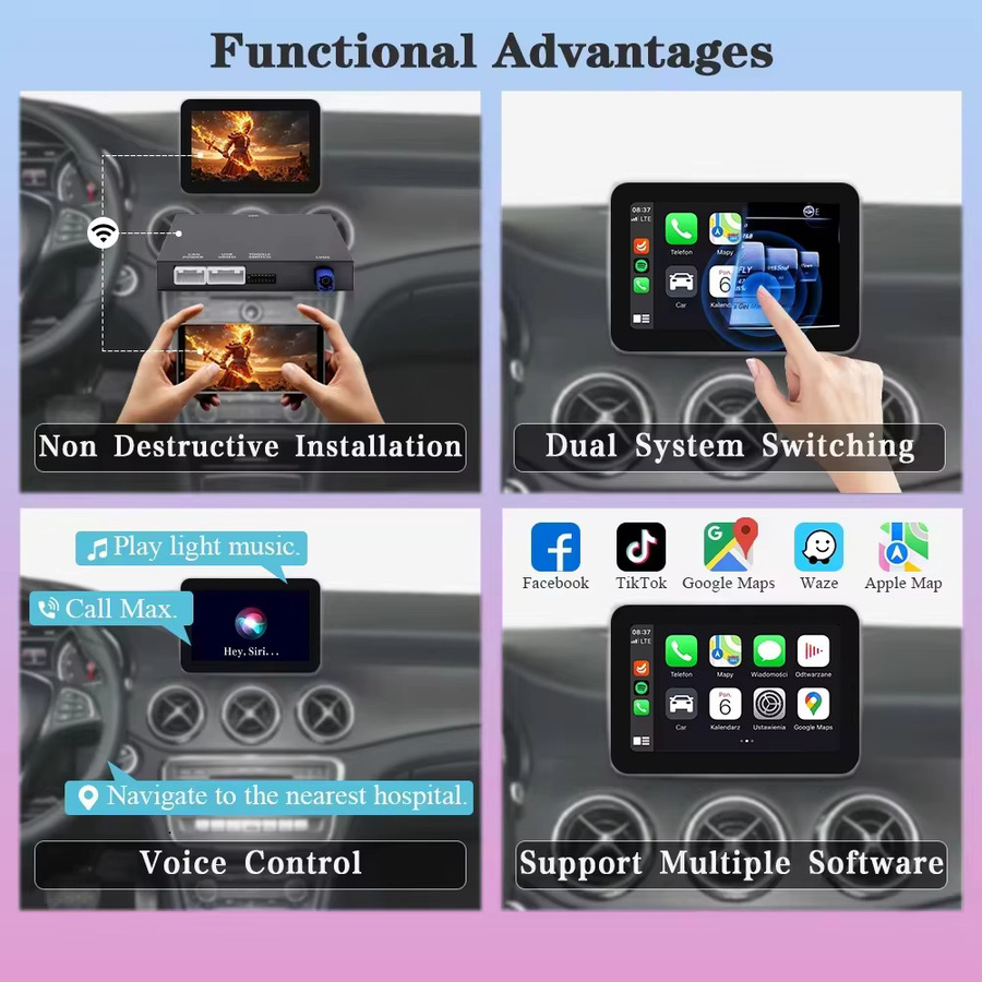 BONROAD Wireless CarPlay und Android Auto Decoder für Mercedes Benz NTG 4.0 NTG 4.5 NTG 5.0 mit Bluetooth und Mirror Link in Schwarz - Bild 4