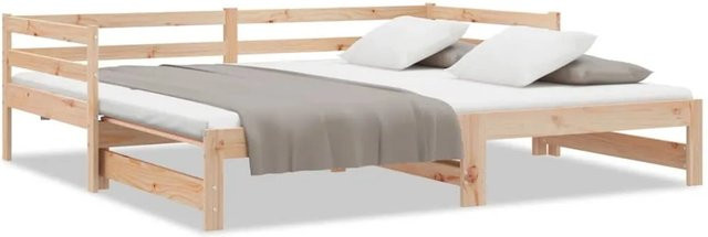 vidaXL Tagesbett aus Massivholz Kiefer in Beige und Braun mit Ausziehfunktion, B/T/H: 180 x 200 cm (2x 90 x 200 cm) - Bild 1