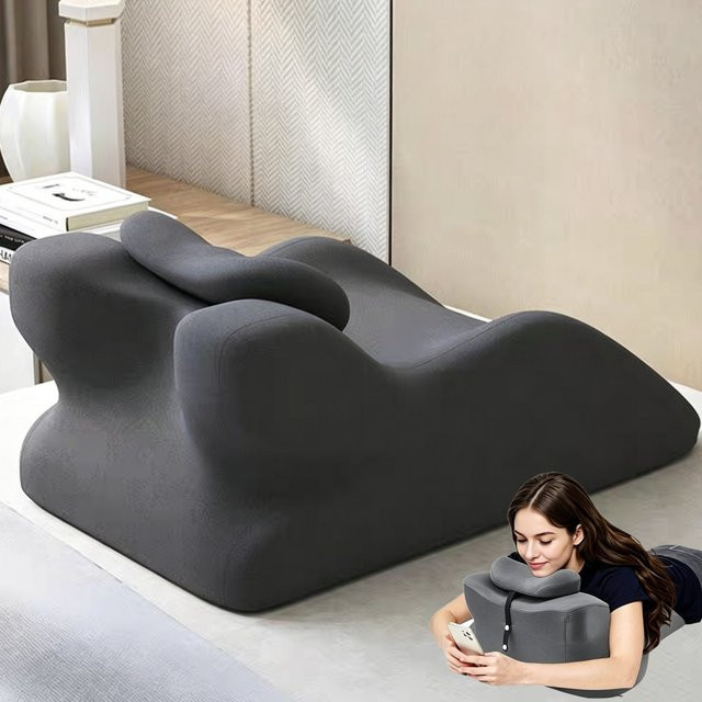 HGTUGO Ergonomisches Memory-Schaum Keilkissen in Grau zur Schmerzlinderung als Bauchlagekissen und Beinstützkissen - Bild 1