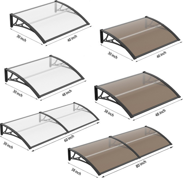 Wasserdichte DIY-Überdachung aus transparentem Polycarbonat für Tür, Fenster oder Terrasse, gebogene Pultdach-Markise - Bild 1