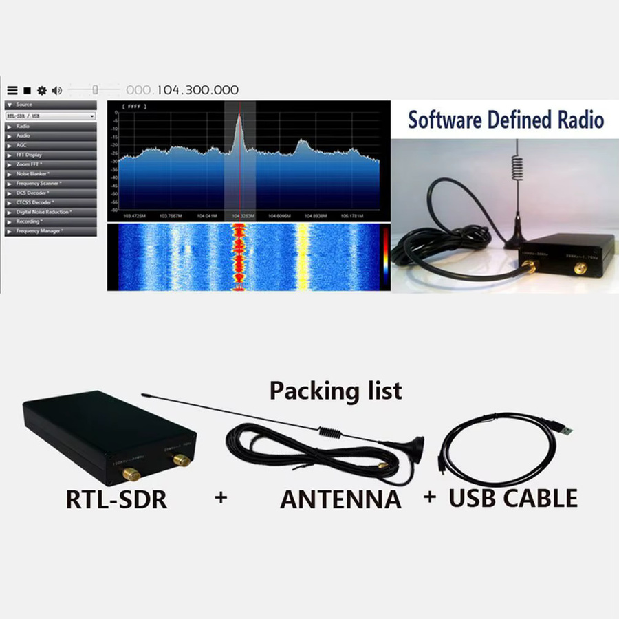 RTL-SDR USB Tuner Empfänger mit RTL2832U und R820T2 Chipsatz, Frequenzbereich 100kHz-1,7GHz, Schwarz - Bild 5