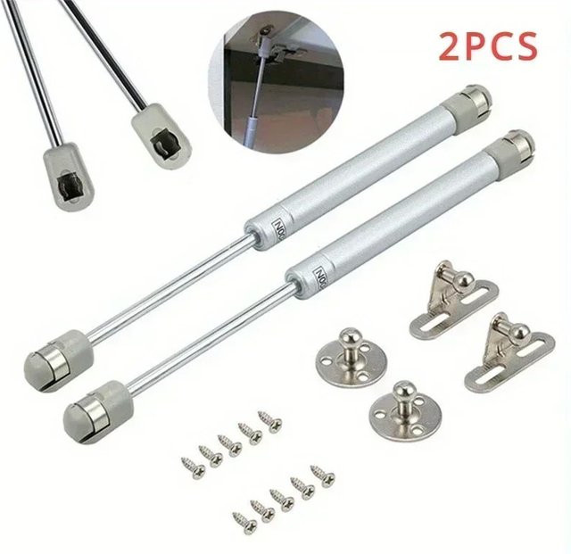 2er-Set Gasdruckfedern mit Soft-Close-Funktion in Silber für Schranktüren und Möbeldeckel (100N, 150N, 200N) - Bild 1
