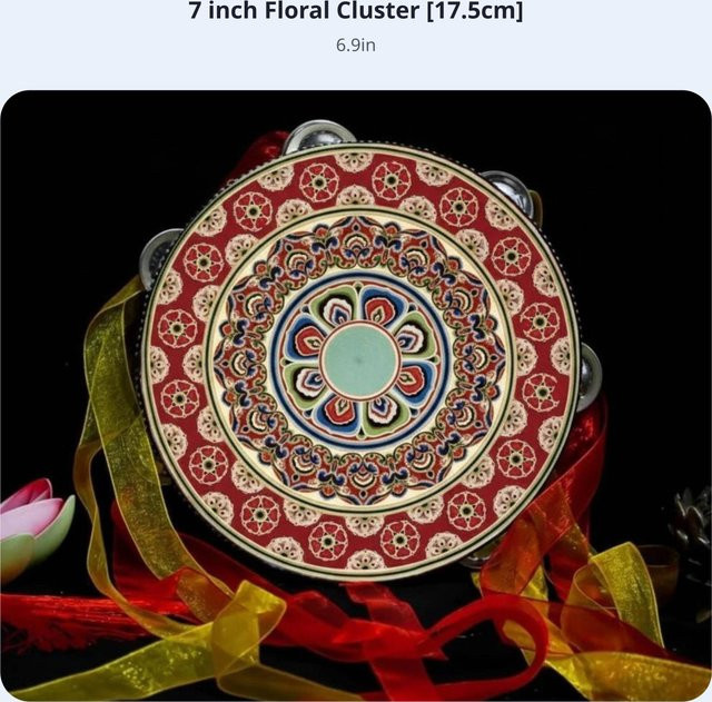 Binchi Bandtanz-Tamburin mit langen Bändern, Traditionelles Design - Bild 1