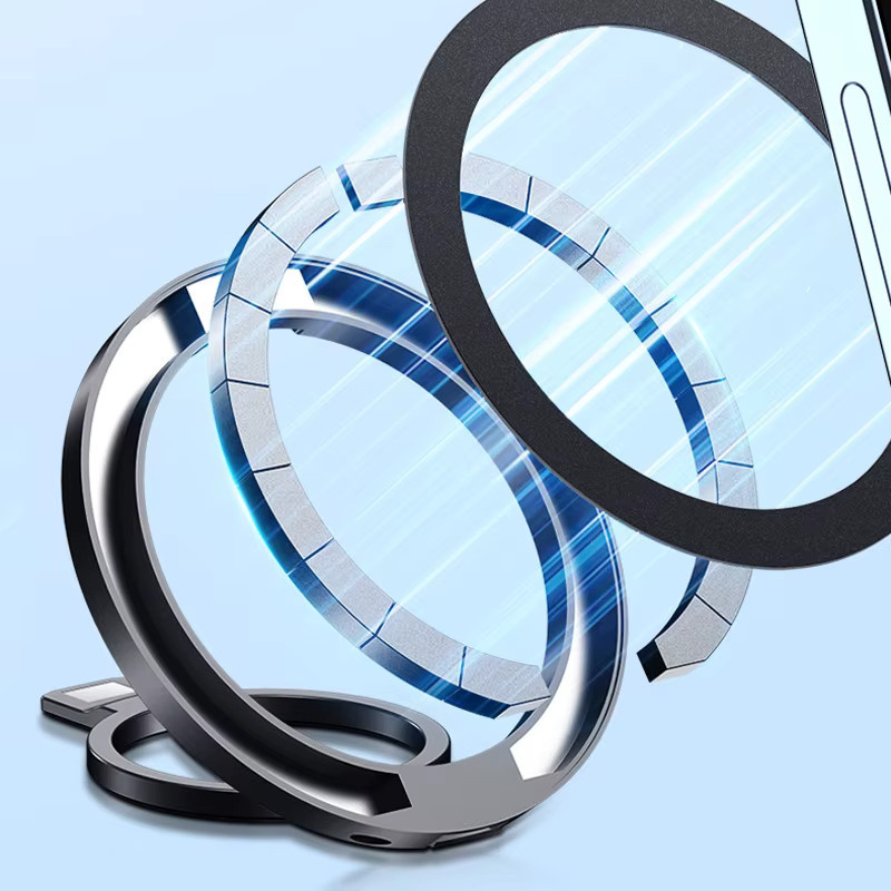 WSSHE Magnetischer Ring-Telefonständer Serie Legierung in Blau, faltbarer Magsafe Schreibtisch-Schnallenhalter und abnehmbare Handy-Halterung für iPhone 15, 14, 13, 12 - Bild 4