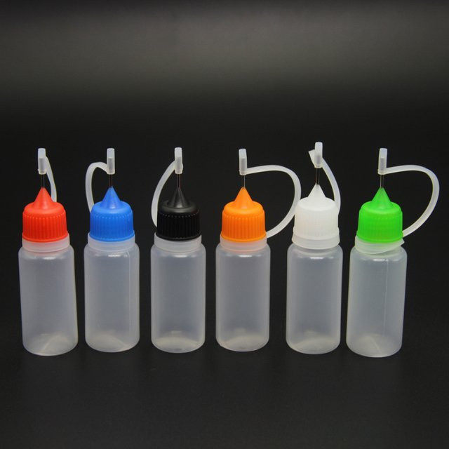 Nachfüllbare Squeezable Nadelspitze Flasche für Kleber und Polymer Clay, 10 ml, Mehrfarbig und Weiß - Bild 1