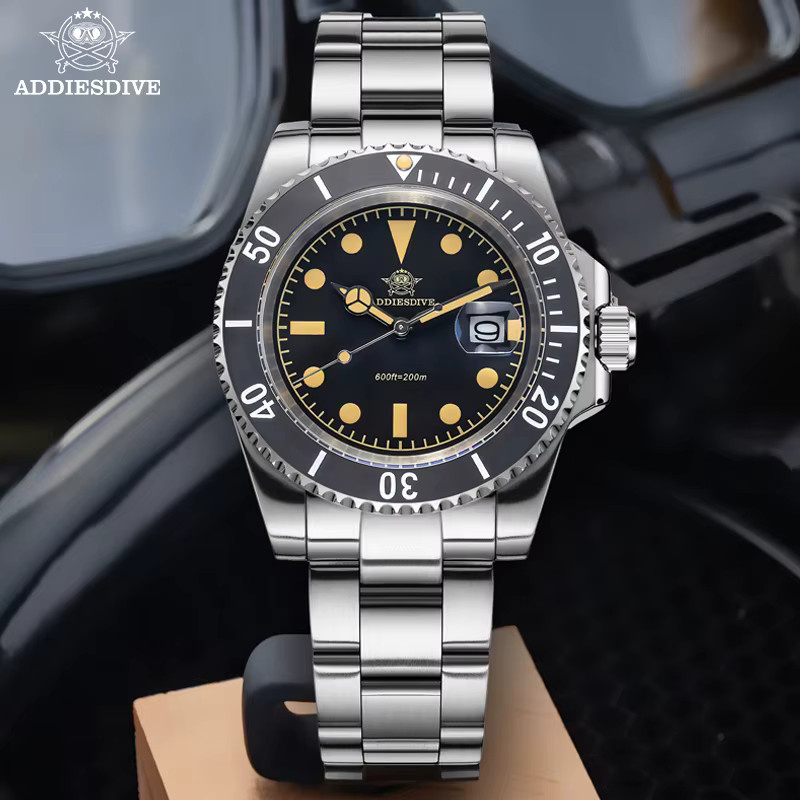 ADDIESDIVE Taucheruhr, Quarz, Edelstahl, Schwarz, Herren - Bild 2
