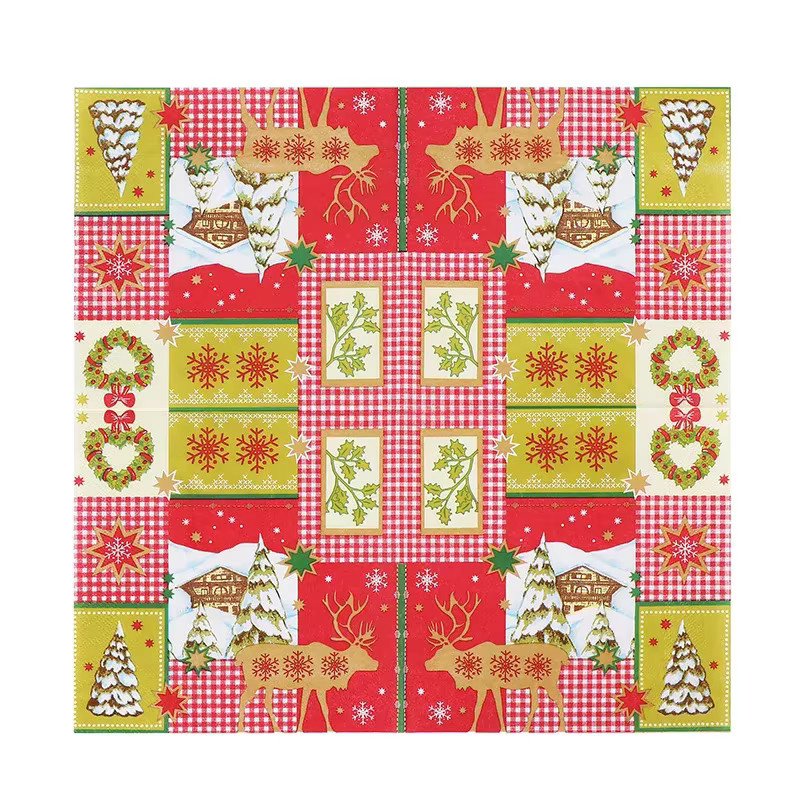 GUANYAO Bunt bedruckte Servietten aus lebensmittelechtem Seidenpapier, 2-lagig, 20 Stück pro Packung, Weihnachten und Feierlichkeiten, Mehrfarbig - Bild 3