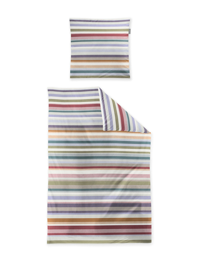 Irisette Wave Mako-Satin Bettwäsche Streifen Multicolor B/H: 135 x 200 cm mit Kissen 80 x 80 cm - Bild 1