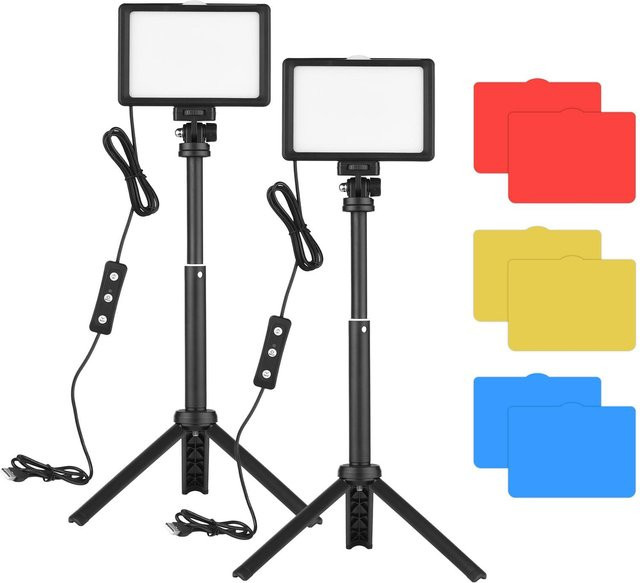 Andoer USB Video Konferenz Beleuchtung Kit mit 2 dimmbaren LED Video Lichtern 5600K in Schwarz - Bild 1