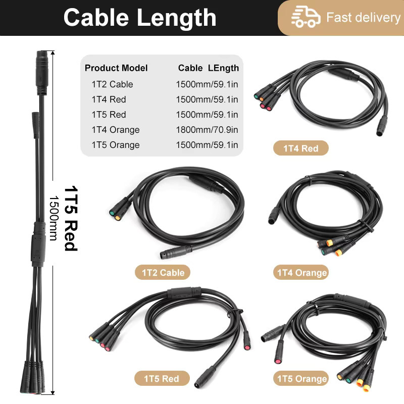 JULET Wasserdichtes Kabel für Elektrofahrrad-Umbau-Zubehör in Schwarz - Bild 2