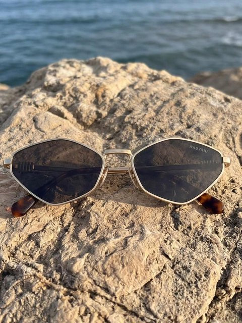 Miu Miu MU56ZS Sonnenbrille, Vollrand, hexagonal, Metall, Damen, schwarz - Bild 1