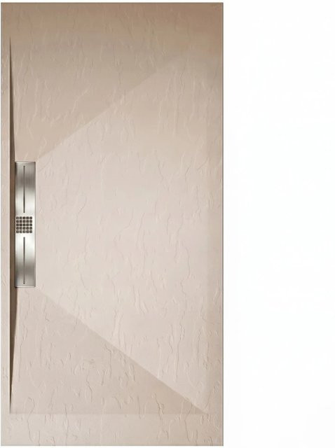 Mirlo Duschwanne Edis aus Mineralguss, rechteckig, Beige, mit Ablaufschutz in Chrom, B/T: 70 x 150 cm - Bild 1