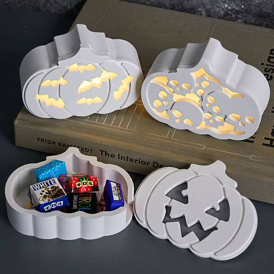UDOCOOL 3D Hohl Kürbis Silikon Form für Halloween LED Lampe und Harz-Gips-Ornamente, Farbe: Weiß - Bild 3