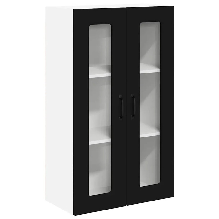 vidaXL Küchenwandschrank in Schwarz, Wandmontage, minimalistisches Design mit Scharniertüren, B/T/H: 60 x 31 x 100 cm - Bild 2