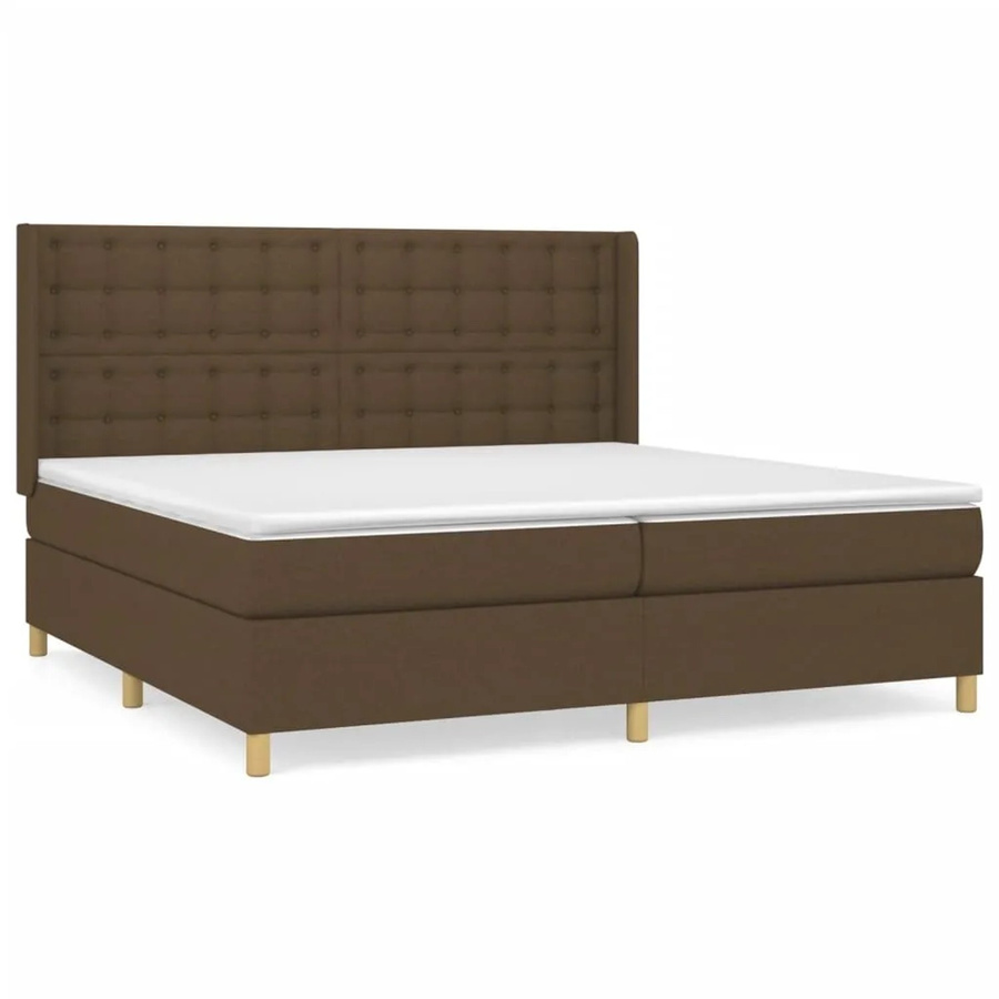 vidaXL Boxspringbett Hybrid mit Matratze und Kopfteil, Braun, B/T/H: 203 x 203 x 118 cm - Bild 2