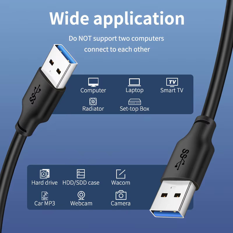 CABLETIME USB 3.0 Verlängerungskabel USB-A auf USB-A, 5Gbps, Schwarz - Bild 2