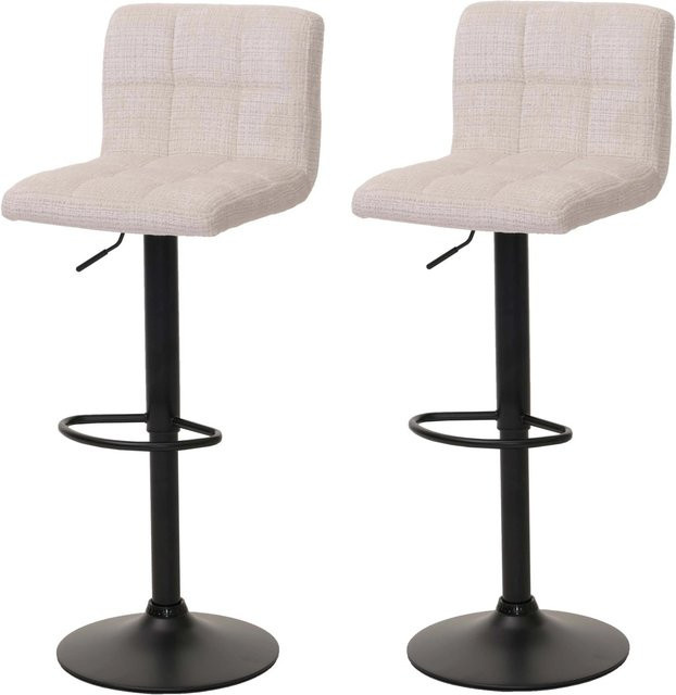 PROREGAL 2er-Set Barhocker gepolstert mit Lehne, höhenverstellbar und drehbar, Stoff Chenille, Farbe: Beige - Bild 1