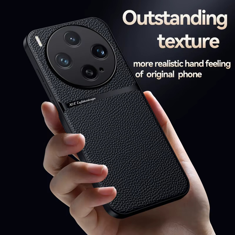 Stoßfeste Lederhülle für Vivo X200 X300 Pro V50 V60 Lite mit Magnetfunktion in Schwarz und Gelb - Bild 2