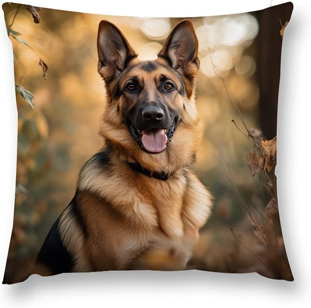 Dekorativer quadratischer Kissenbezug von ZZN mit Schäferhund-Muster in Multicolour, B/B/B: 45 x 45 x 45 cm - Bild 1