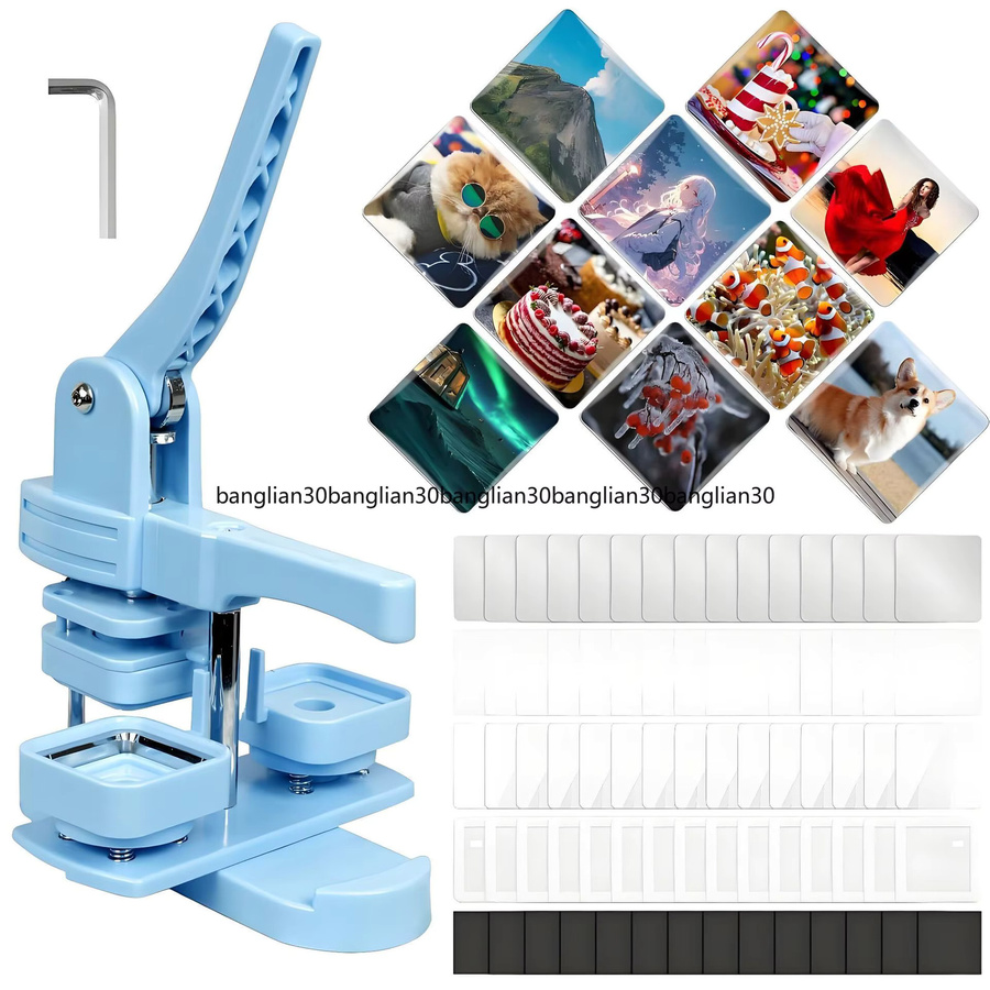 Quadratische Kunststoff-Abzeichenmaschine für DIY-Projekte mit 50 x 50 mm Form-Set - Bild 2