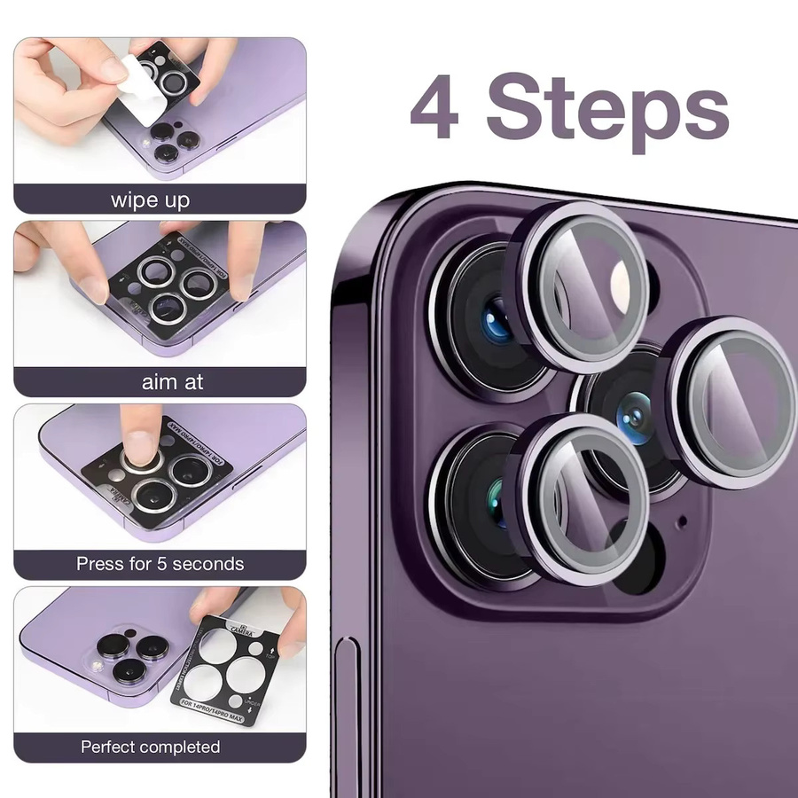 2 Stück iPhone 14 Pro Max, 14 Plus und 14 Objektivschutzfolie HD klar und kratzfest - Bild 2