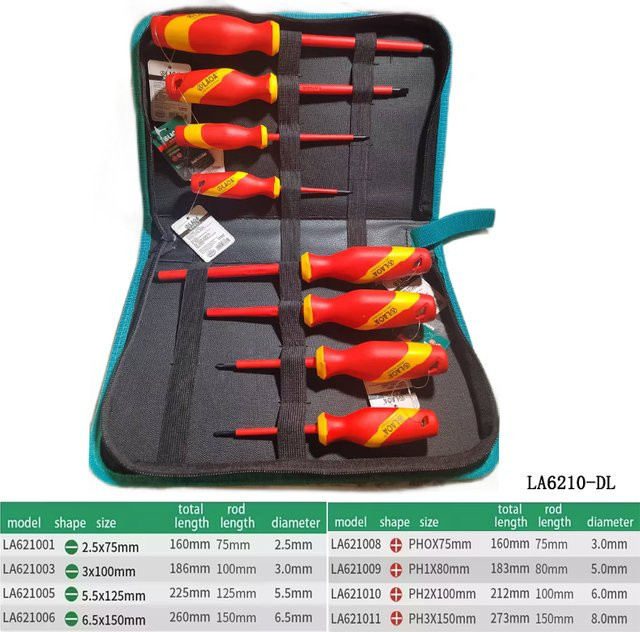LAOA 6/8-teiliges Isoliertes Phillips-Schraubendreher-Set aus Legierungsstahl in Rot mit Magnetkopf - Bild 1