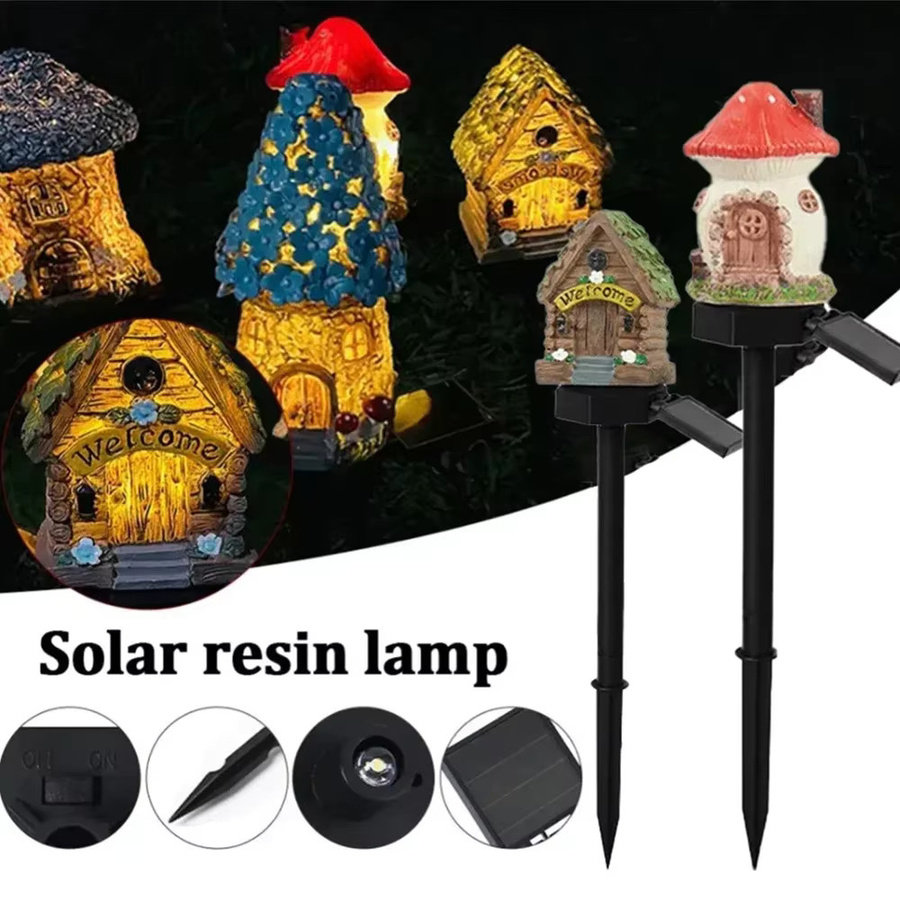 KDULIT Solar-Pilzhaus-Licht aus Harz in Multicolor als wasserdichte LED-Gartenleuchte zur Dekoration von Garten und Rasen - Bild 2