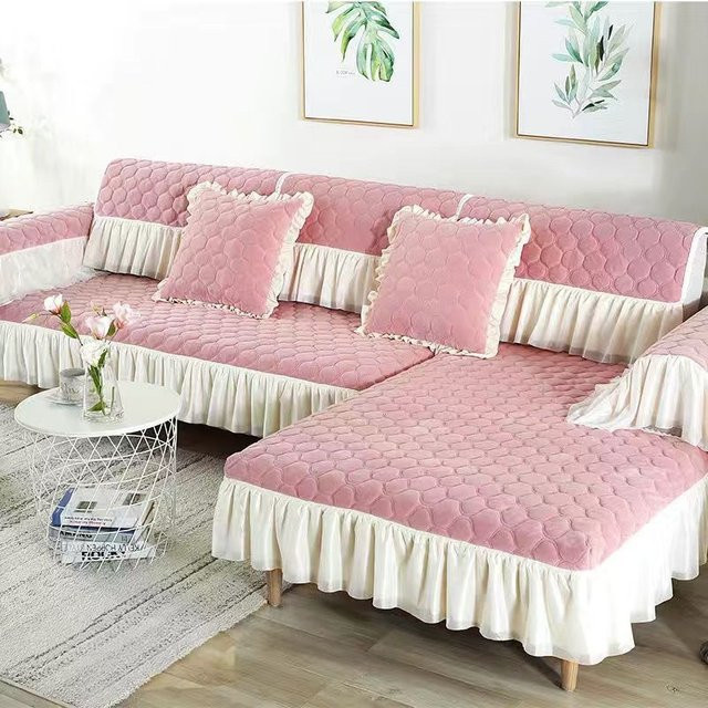 Binchi Outdoor Equipment Rutschfestes Plüsch-Sitzkissen mit Spitzenrand in Pink, B/T/H: 71 x 91 cm - Bild 1