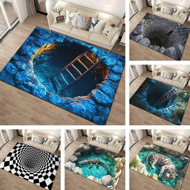 Rutschfeste 3D Design Fußmatte von Potdemiel für Wohnzimmer und Kinderzimmer in modernem Abstract-Look - Bild 1