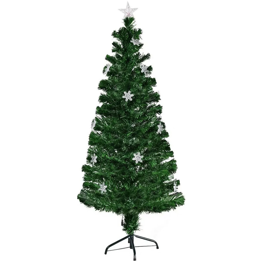 Costway Weihnachtsbaum mit Glasfaser-Farbwechsler und Sternspitze, Grün, Höhe: 150 cm - Bild 2