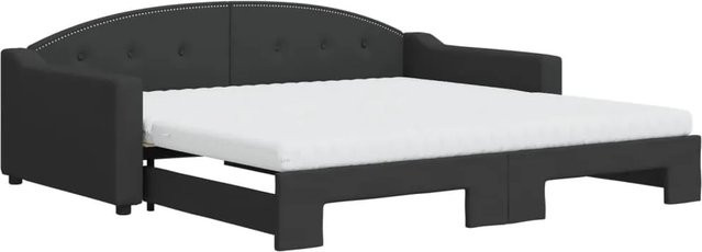 vidaXL Ausziehbares Tagesbett mit Matratze in Schwarz für Wohnzimmer oder Schlafzimmer B/T/H: 223 x 100 x 75 cm - Bild 1