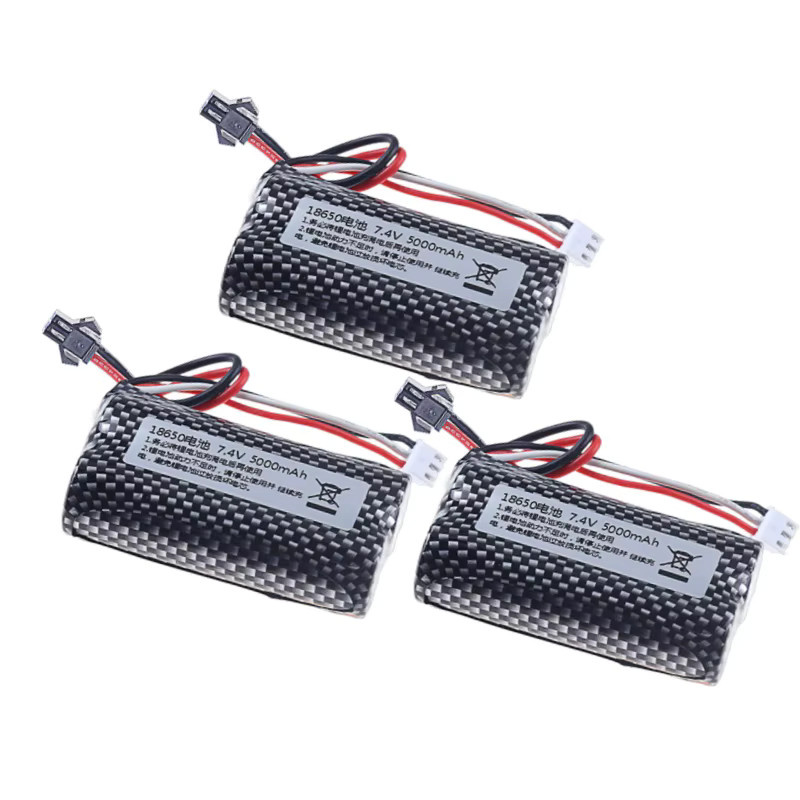 Wltoys Li-Ion Akku 7,4 V 5000 mAh 18650 SM Schwarz für RC Boote, Autos, Tanks und Drohnen - Bild 2