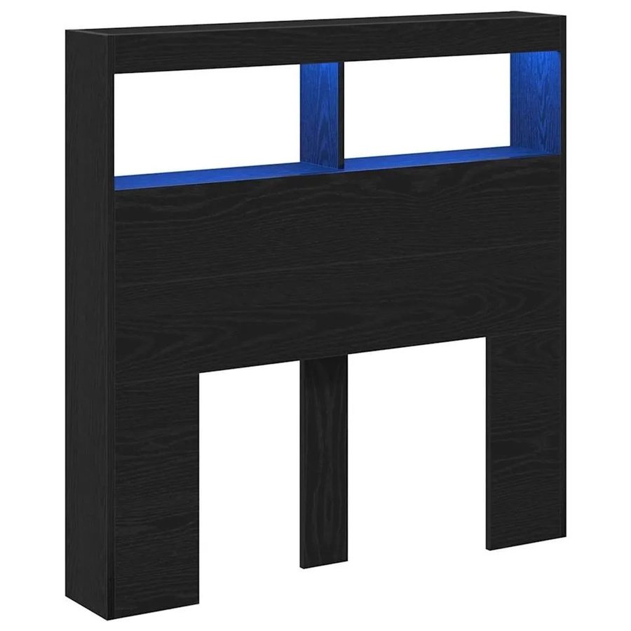 vidaXL LED-Kopfteil mit Ablagen und USB-Anschluss in Schwarz Eichen-Optik, B/T/H: 100 x 17 x 102 cm - Bild 2